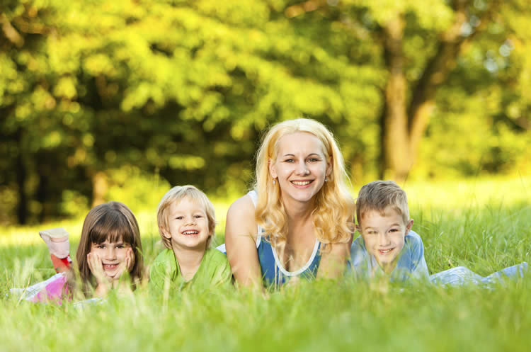 family enjoying their lawn