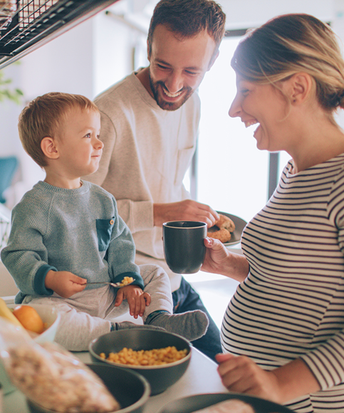family having breakfast