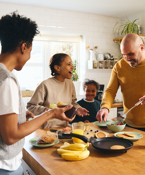 family having lunch